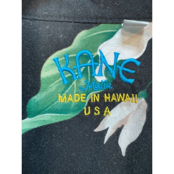 Kane Malia Men Button Up Hawaiian Shirt Short Sleeve Sz XL Black Tropical Floral - Picture 3 of 12